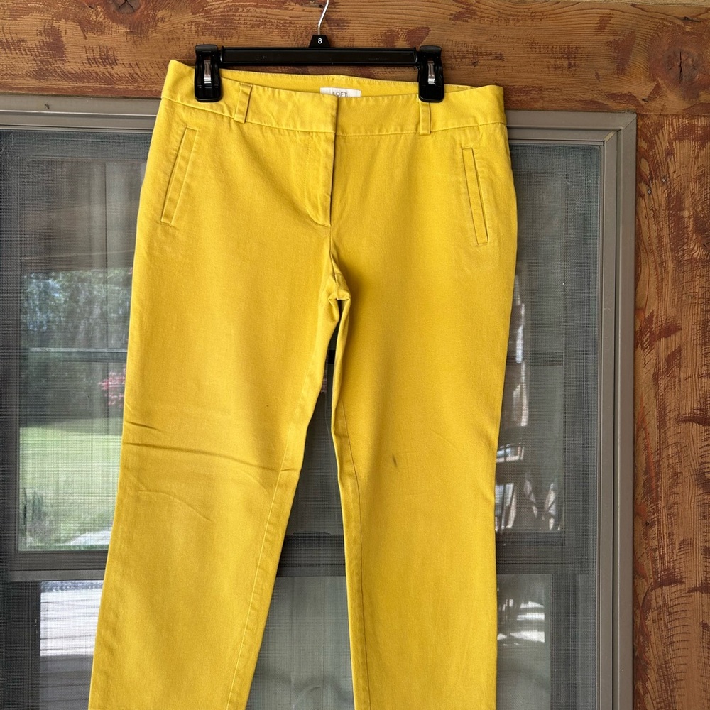 LOFT Yellow Cropped Ankle Pants